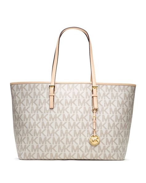 michael kors white logo tote|michael kors neverfull tote.